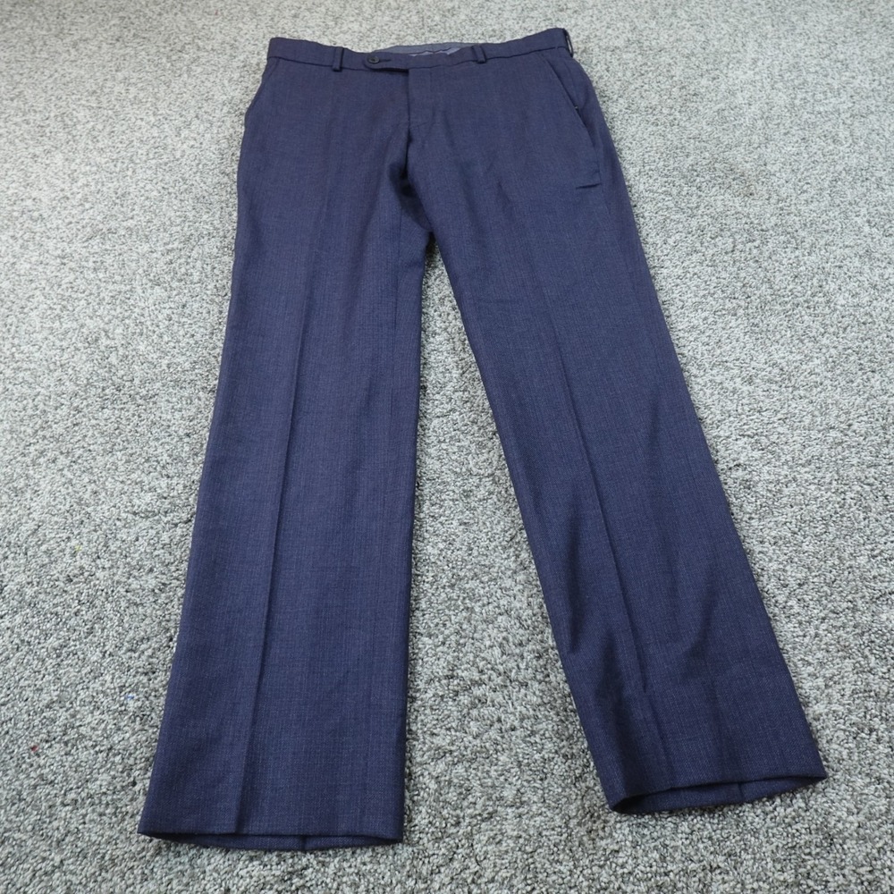 Ballin Pants Mens 32X30 Blue Wool Chino Trousers Dress Slacks Flat Front Career